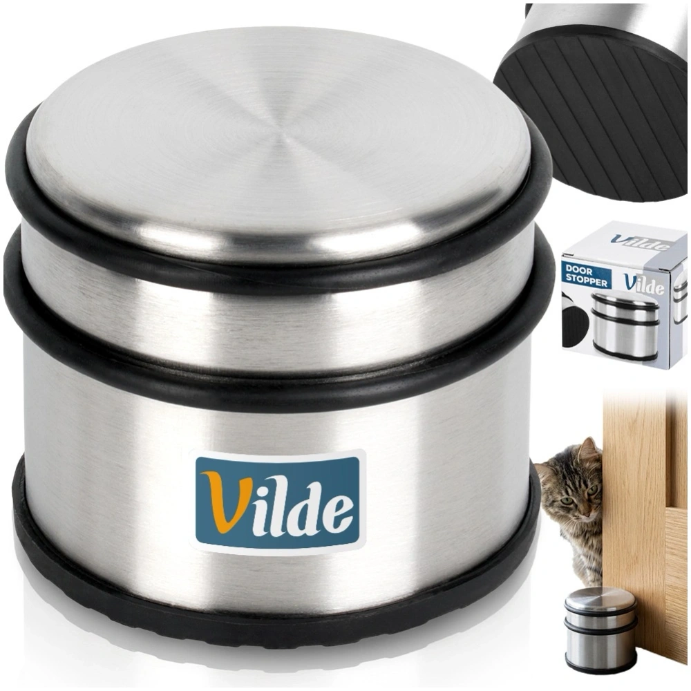 Stoper do drzwi stalowy srebrny 9,5 cm