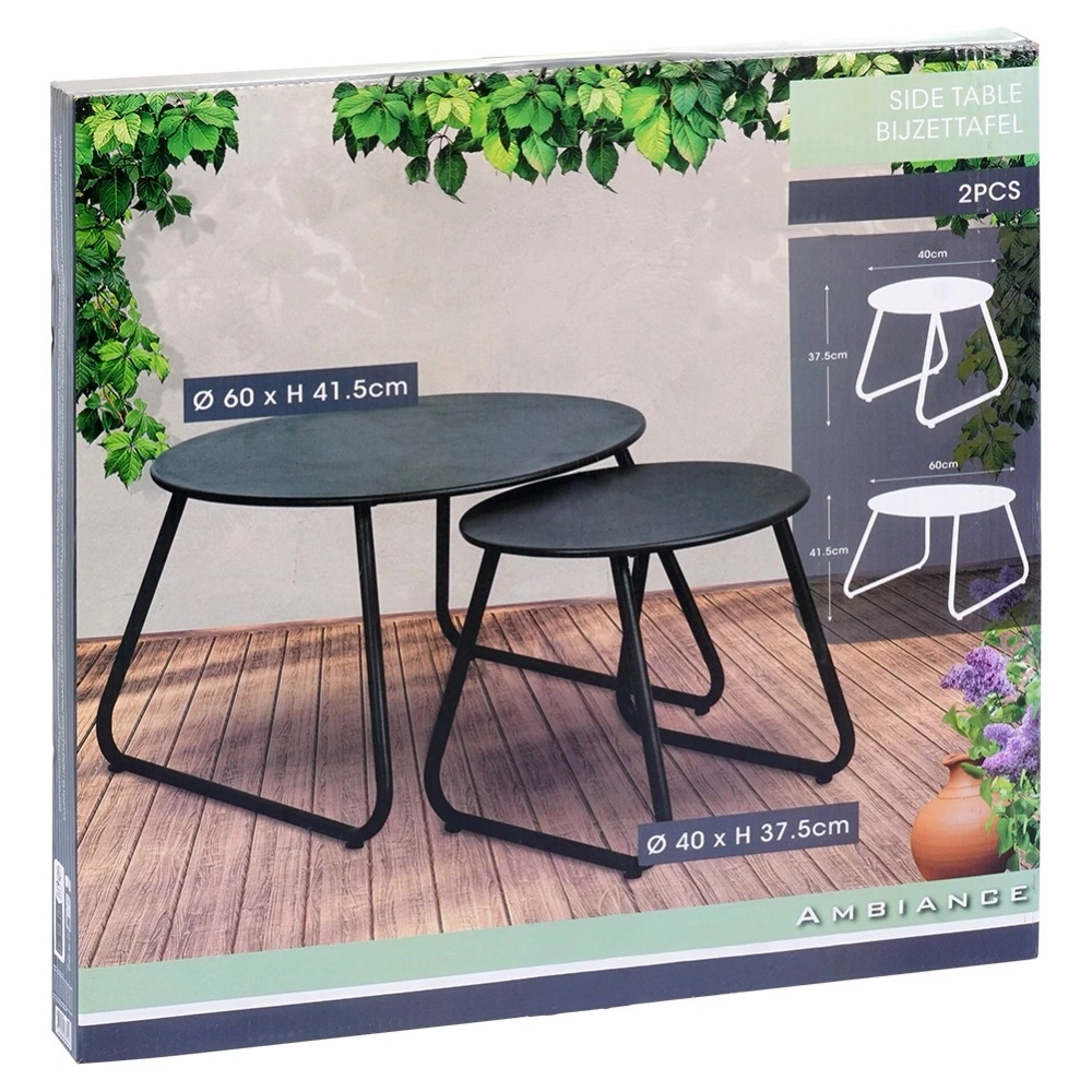 Stolik kawowy metalowy czarny 2 szt.
