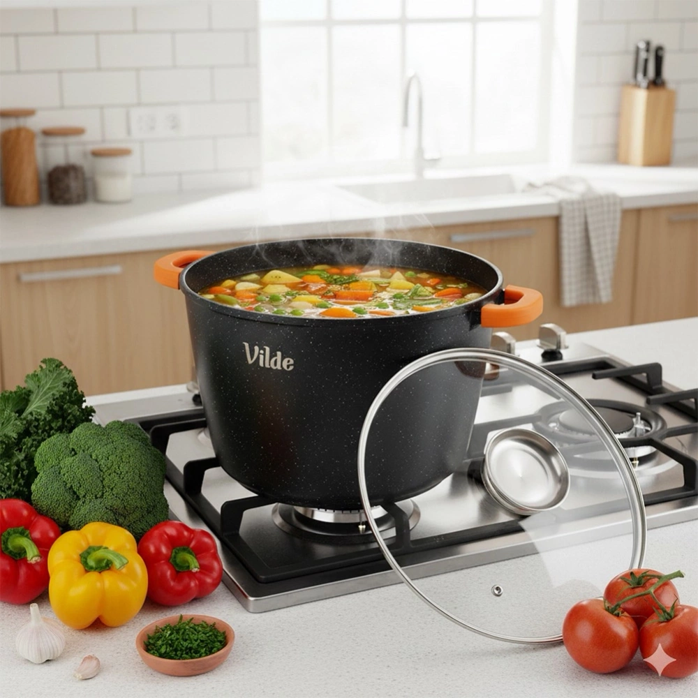 Garnek granitowy ze szklaną pokrywką TERRUNA AROMA 28 cm, 9,7 l