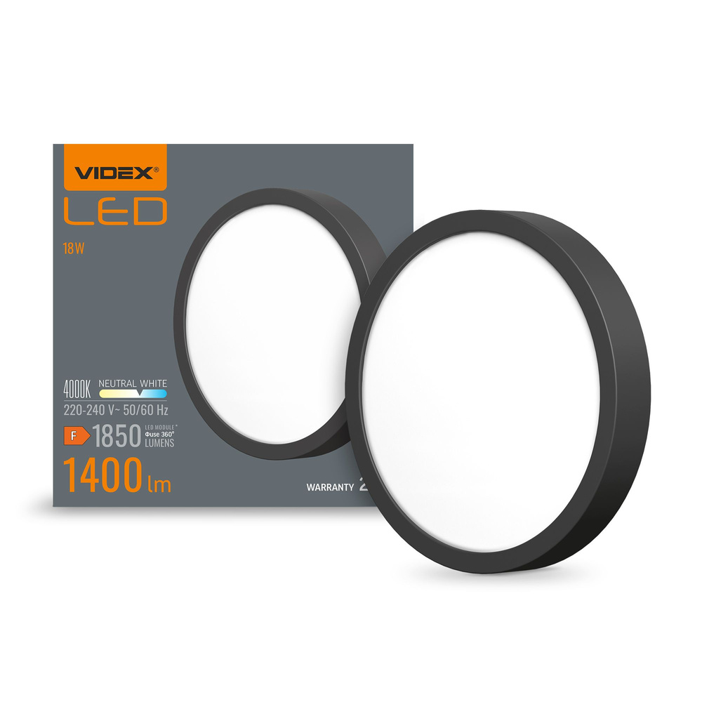 Plafon Videx LED Lampa Sufitowa Natynkowa 15W 1850lm 4000K Neutralna Czarna