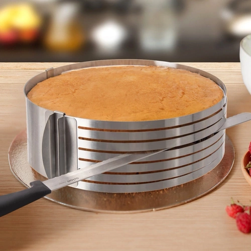 Obręcz do krojenia biszkoptu regulowana stalowa 7-warstwowa 24-30 cm