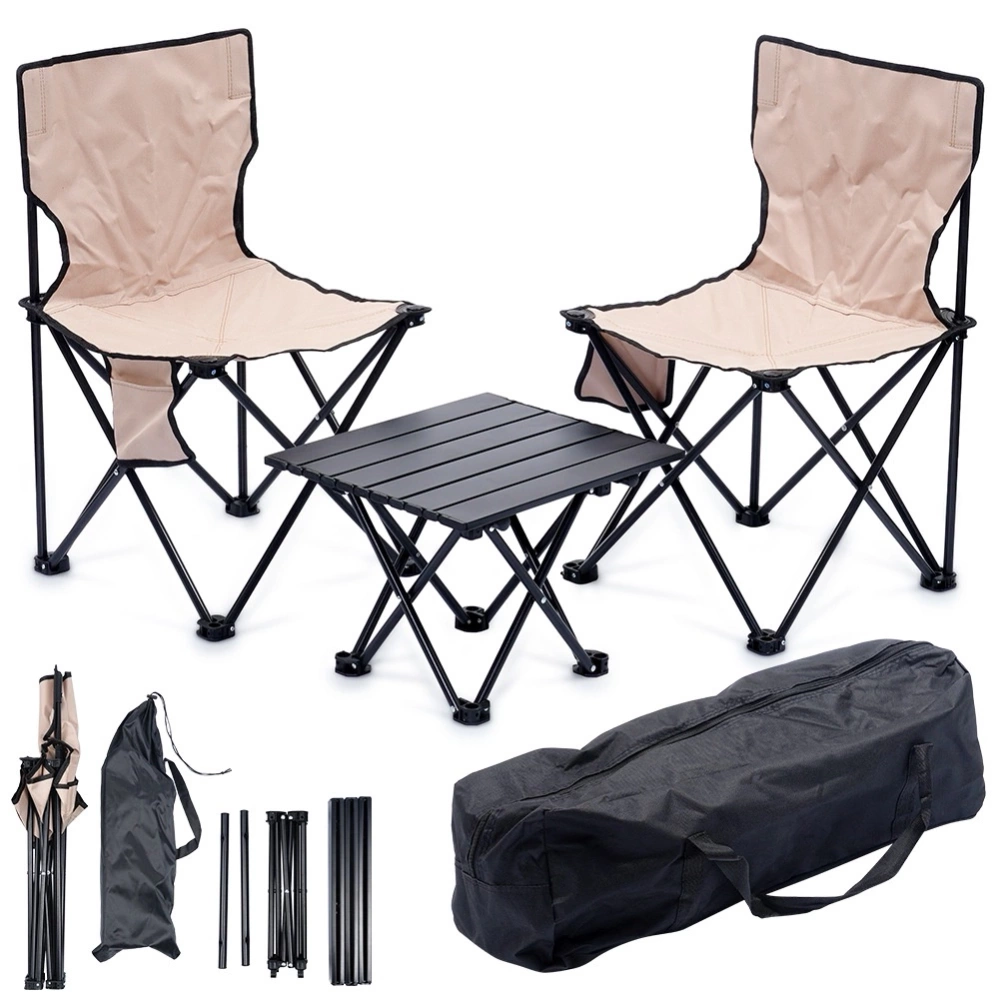 Krzesła turystyczne ze stolikiem 3 el.