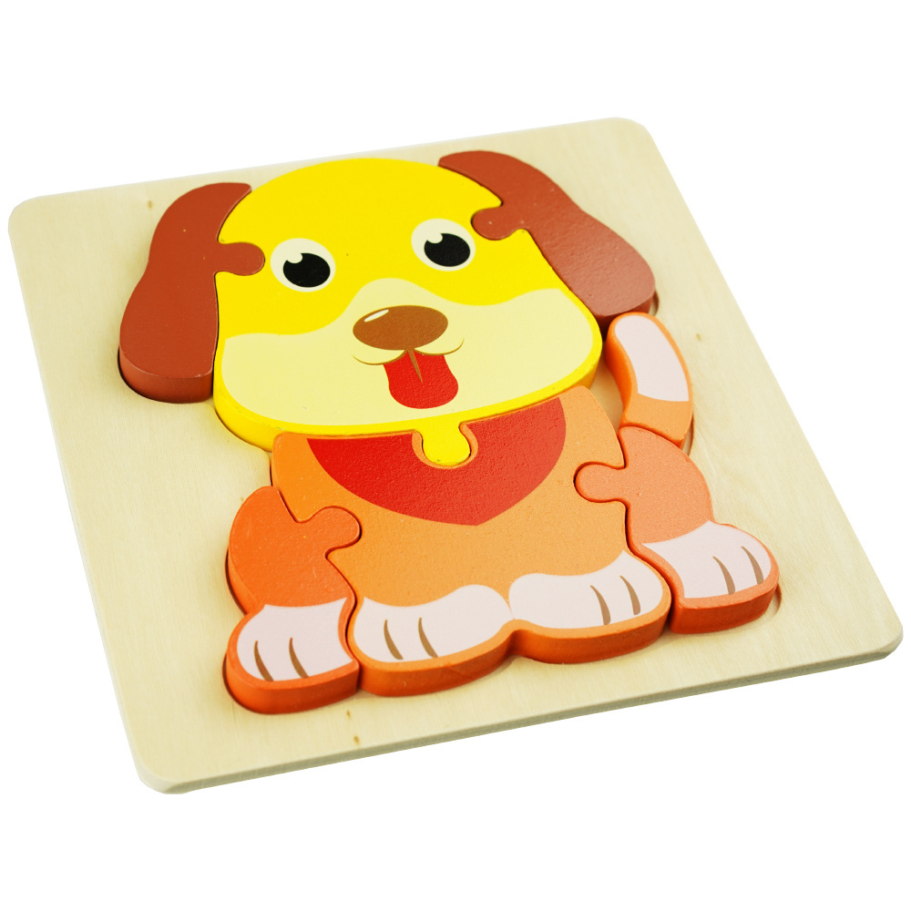 Drewniana kolorowa układanka puzzle Piesek