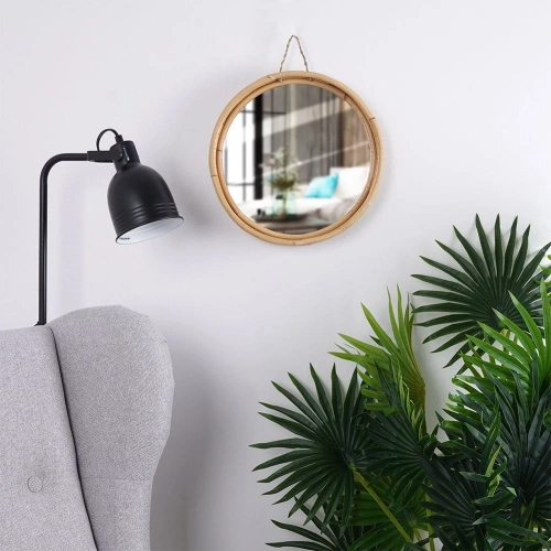 Lustro ścienne rattanowe okrągłe 30 cm