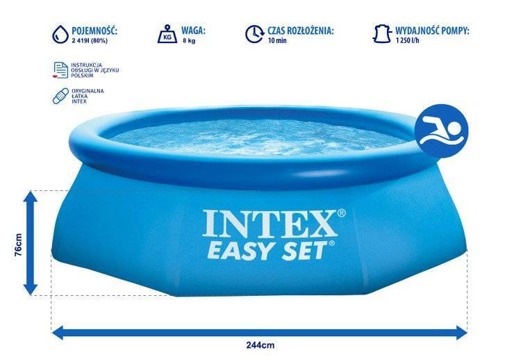 Basen rozporowy 244 x 76 cm + Pompa INTEX 28112 WP