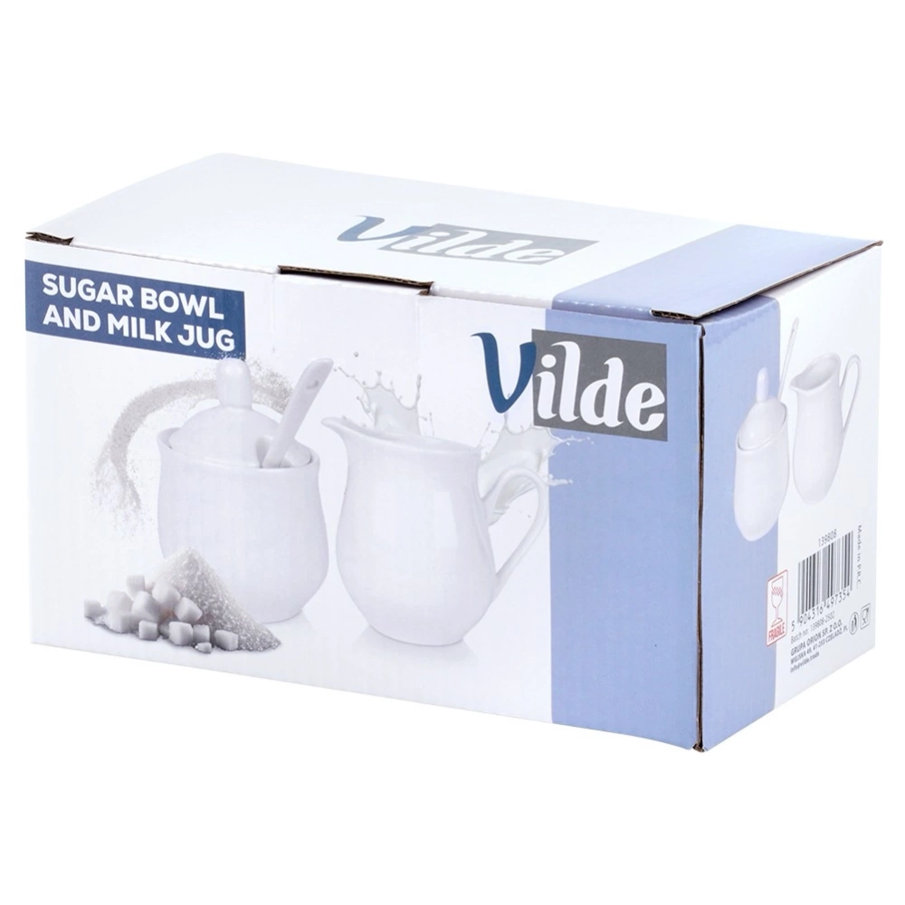 Cukierniczka i mlecznik porcelanowe białe 3 el.