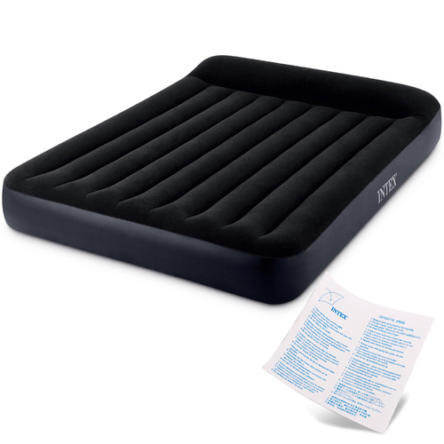 Materac dmuchany welurowy z pompką 152x203 cm Intex 64150
