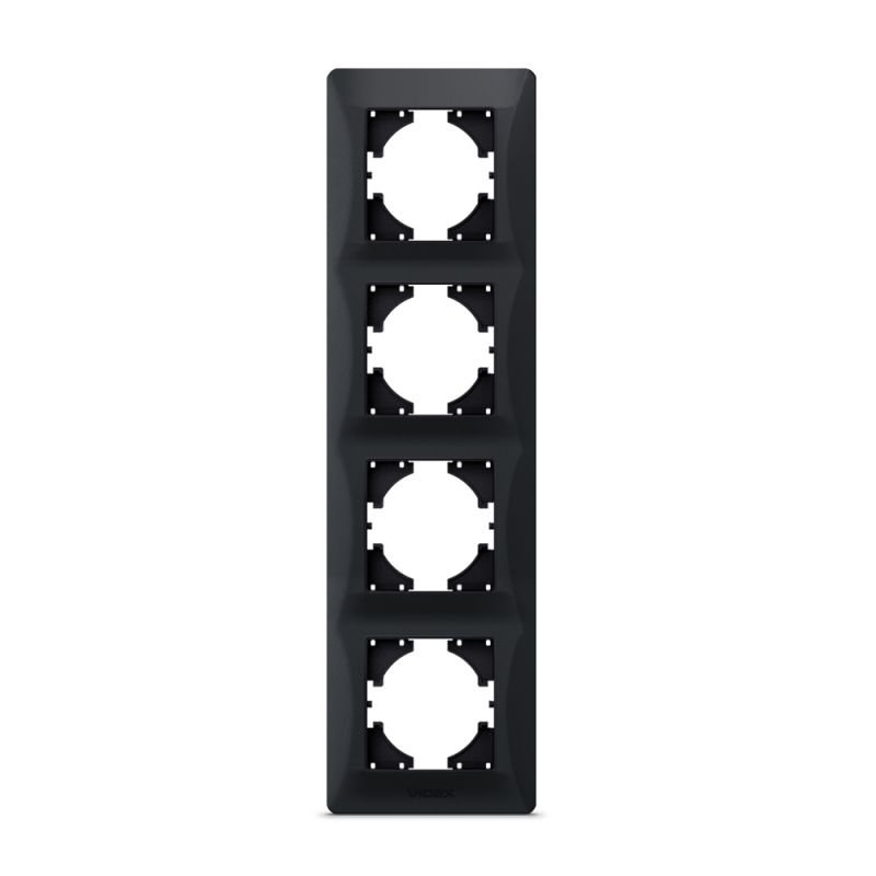 Ramka Pozioma do Gniazdek Videx Binera Poczwórna Natynkowa Czarna