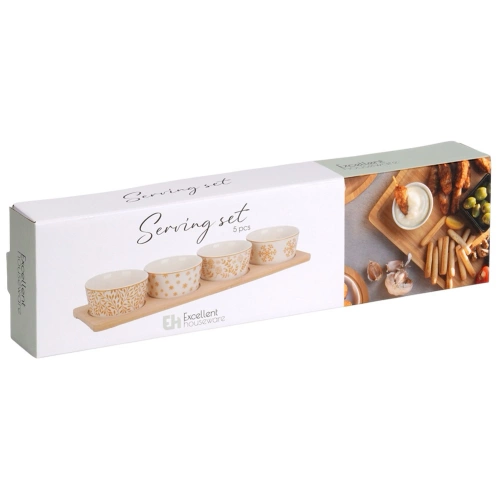 Miseczki na przekąski porcelanowe na tacy 5 el.