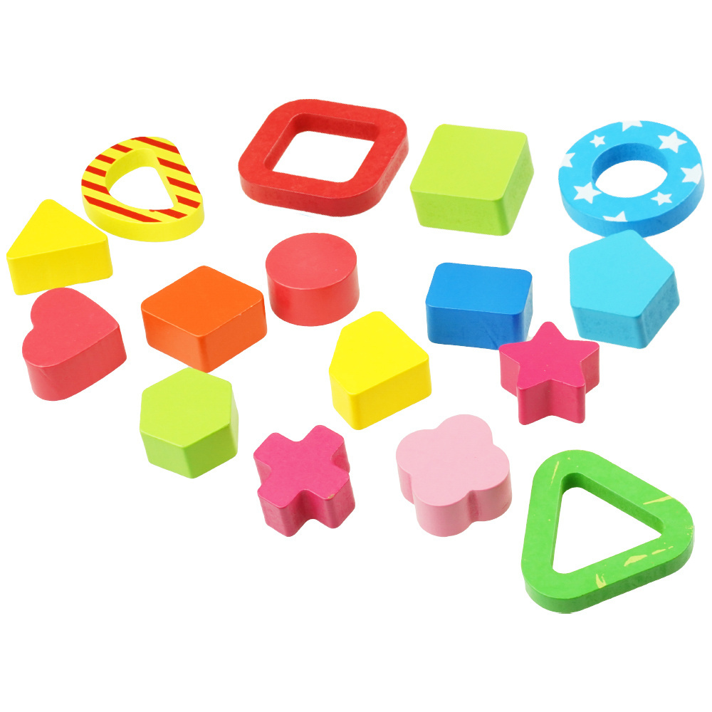 Drewniane auto samochód Sorter Figury klocki kolorowe edukacyjny