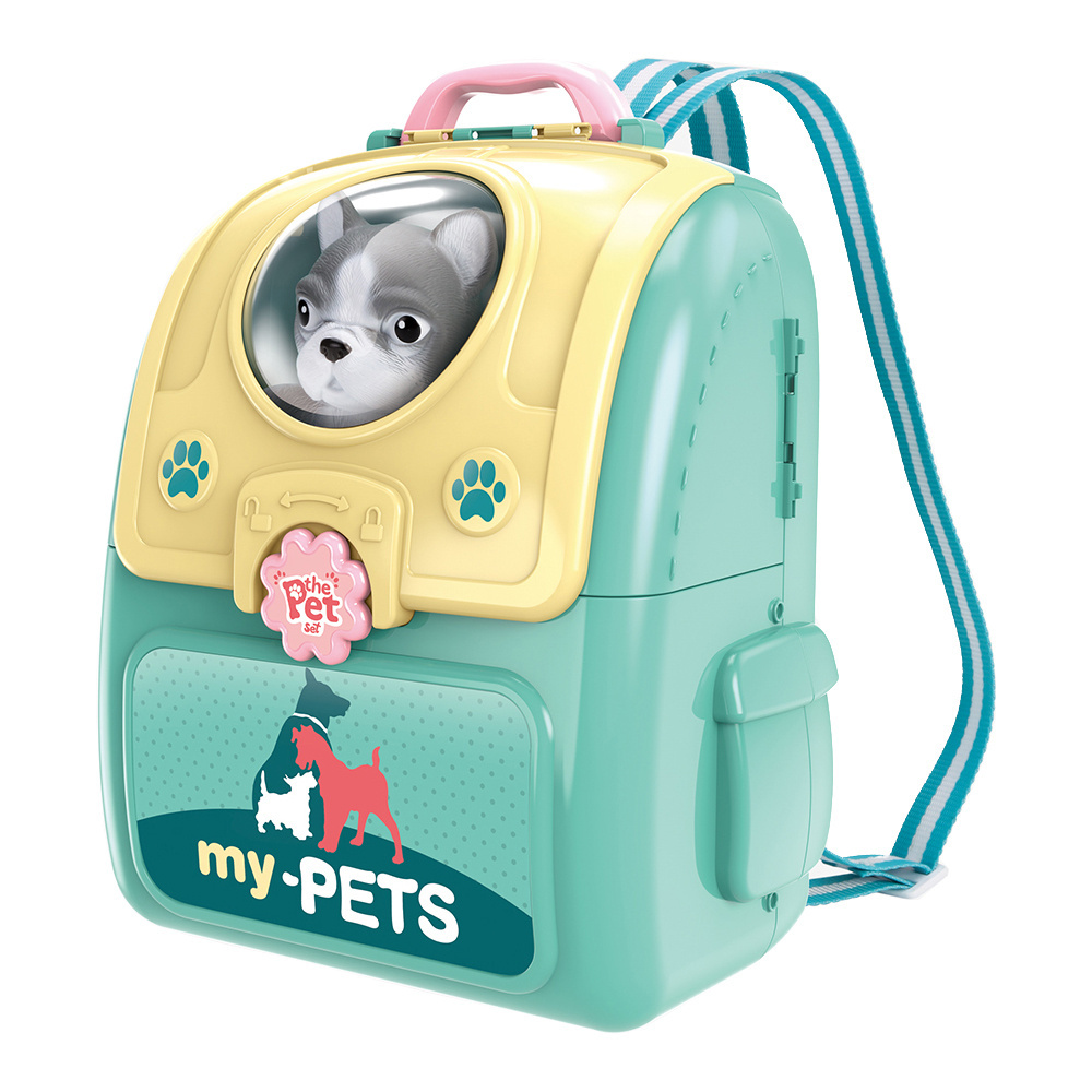 Salon piękności dla pupila, plecak z pieskiem