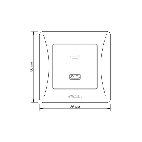 Gniazdo USB-A + USB-C PD20W czarno-grafitowe VIDEX BINERA