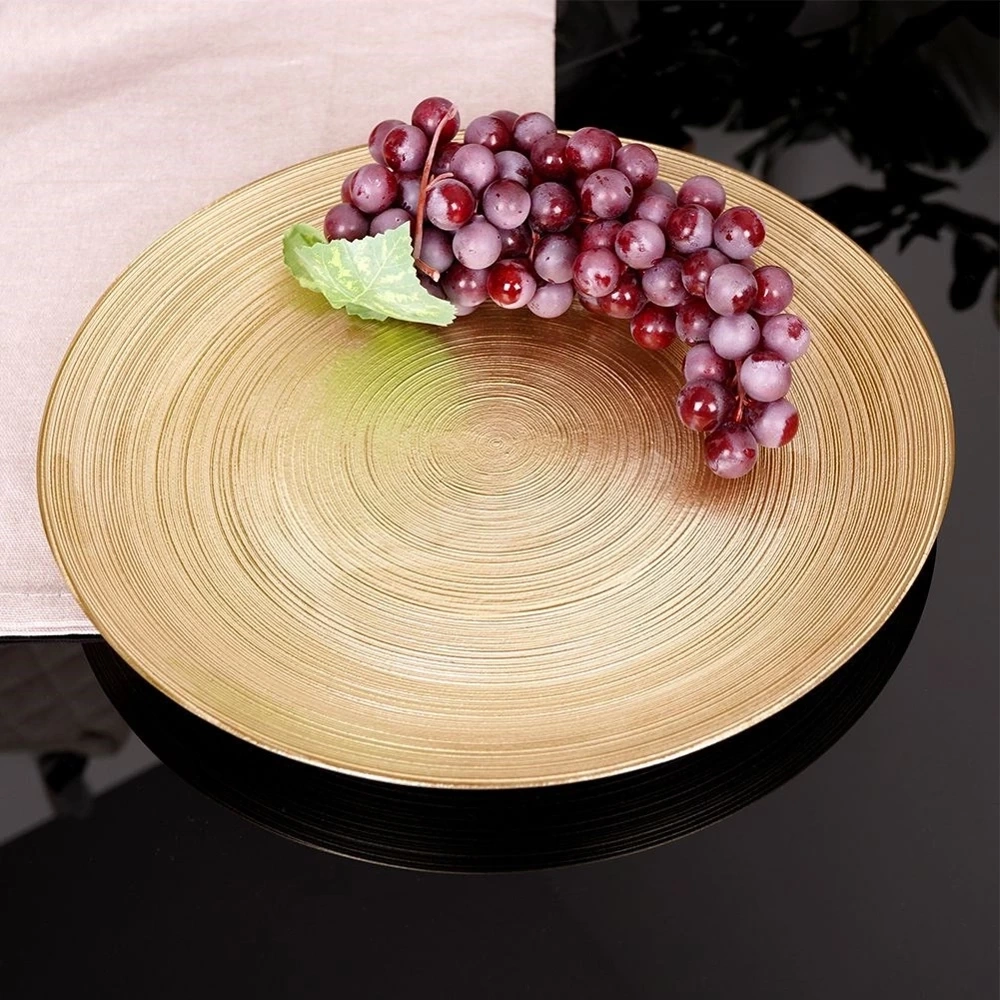 Talerz obiadowy płytki szklany złoty 28 cm