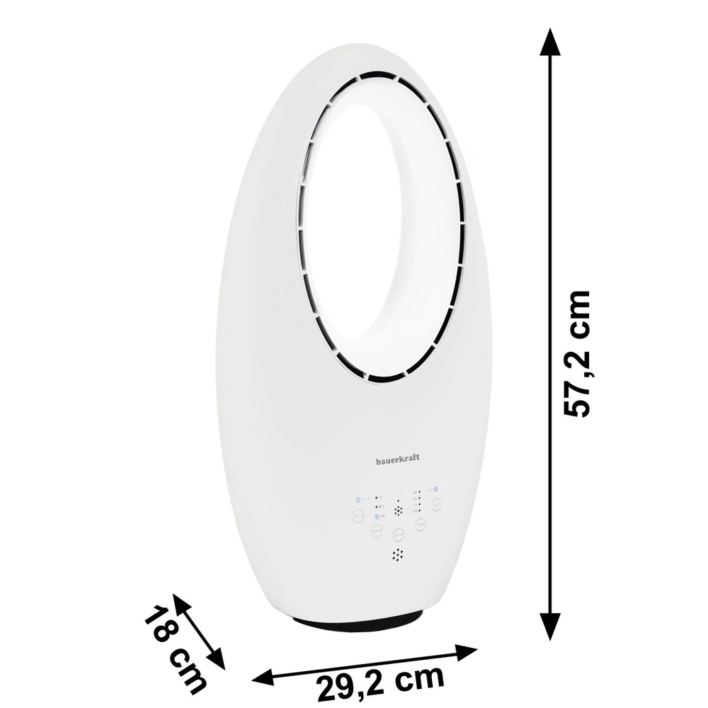 Nowoczesny wentylator stojący bezłopatkowy podłogowy pilot timer LED kolory biały 3 tryby obrotowy