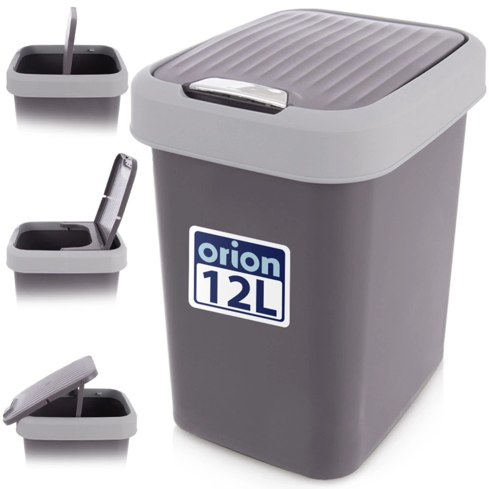 Kosz na śmieci plastikowy szary 12 l