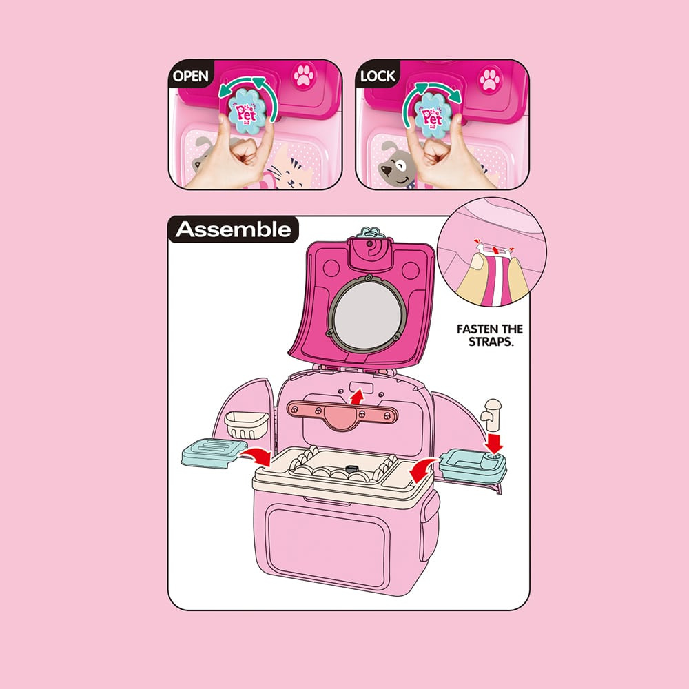 Salon piękności dla pupila, plecak z pieskiem