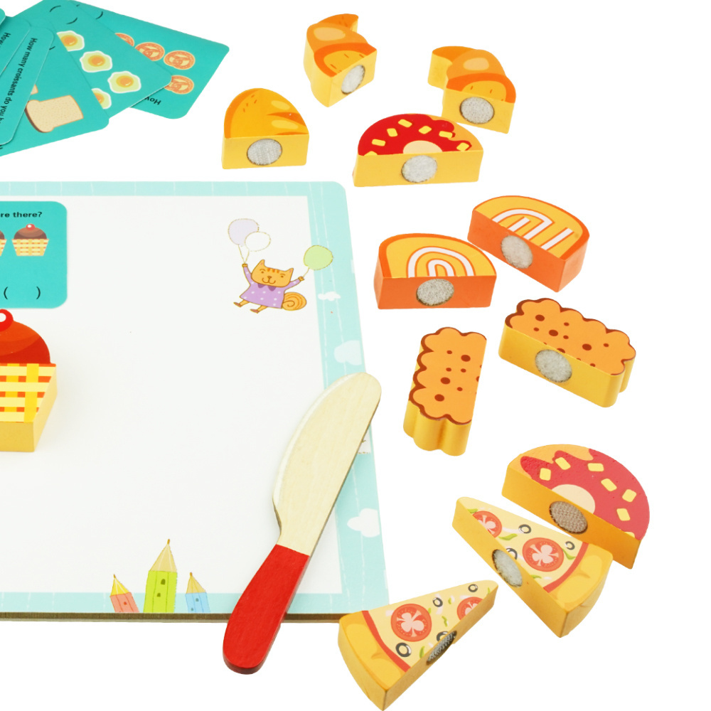 Drewniana układanka puzzle do krojenia na rzep tablica pizza jajko 