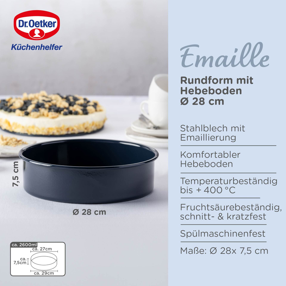 Forma blacha do pieczenia ciast tortownica Ø28 cm z emalią Dr. Oetker