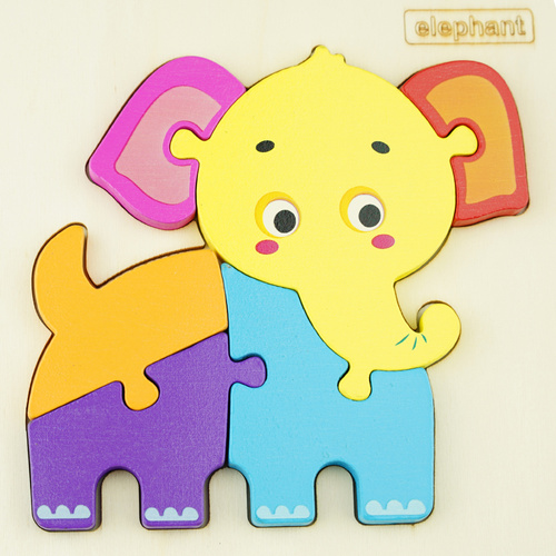 Drewniana kolorowa układanka puzzle Słoń HP 7532