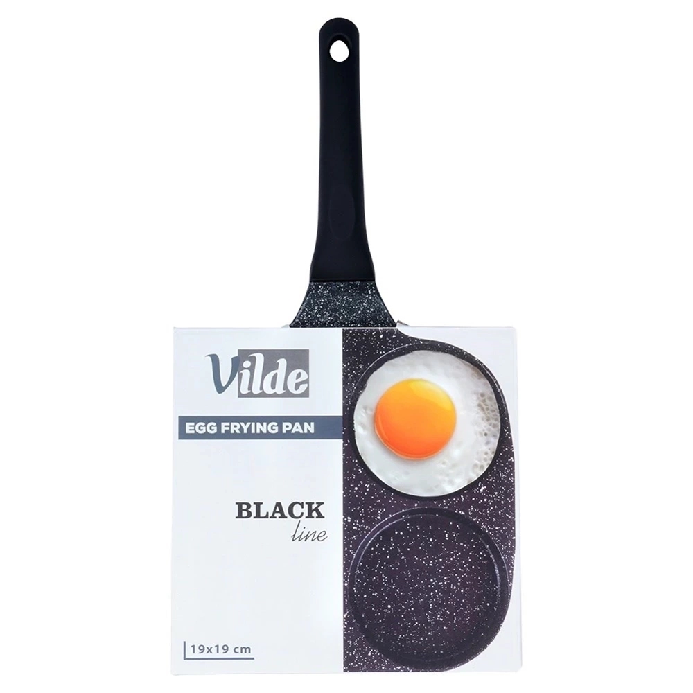 Patelnia do jajek granitowa 4 otwory BLACK LINE 19x19 cm