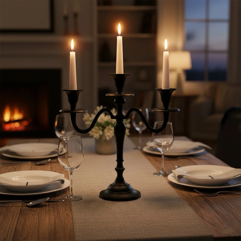 Świecznik kandelabr czarny 3-ramienny 30 cm