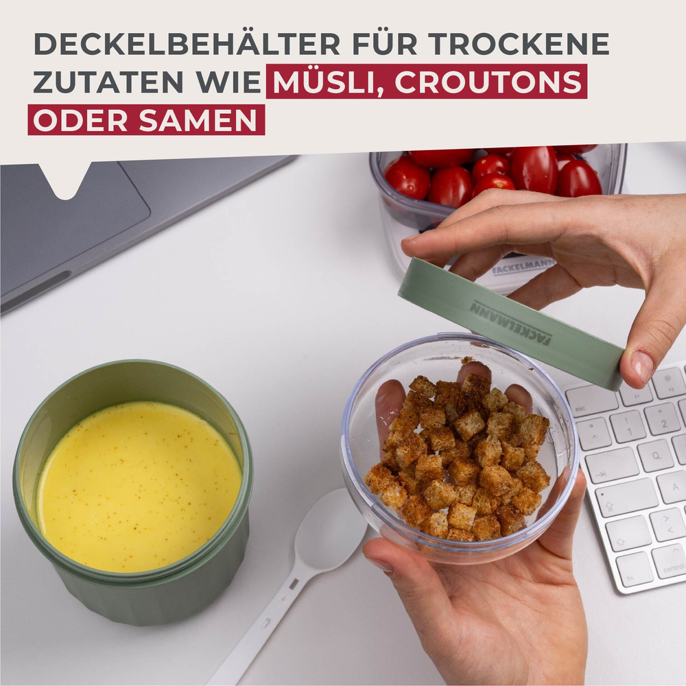 Musli to go Becher z łyżką, 500ml, zielony FACKELMANN