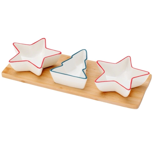 Miseczki na przekąski porcelanowe na tacy 4 el.