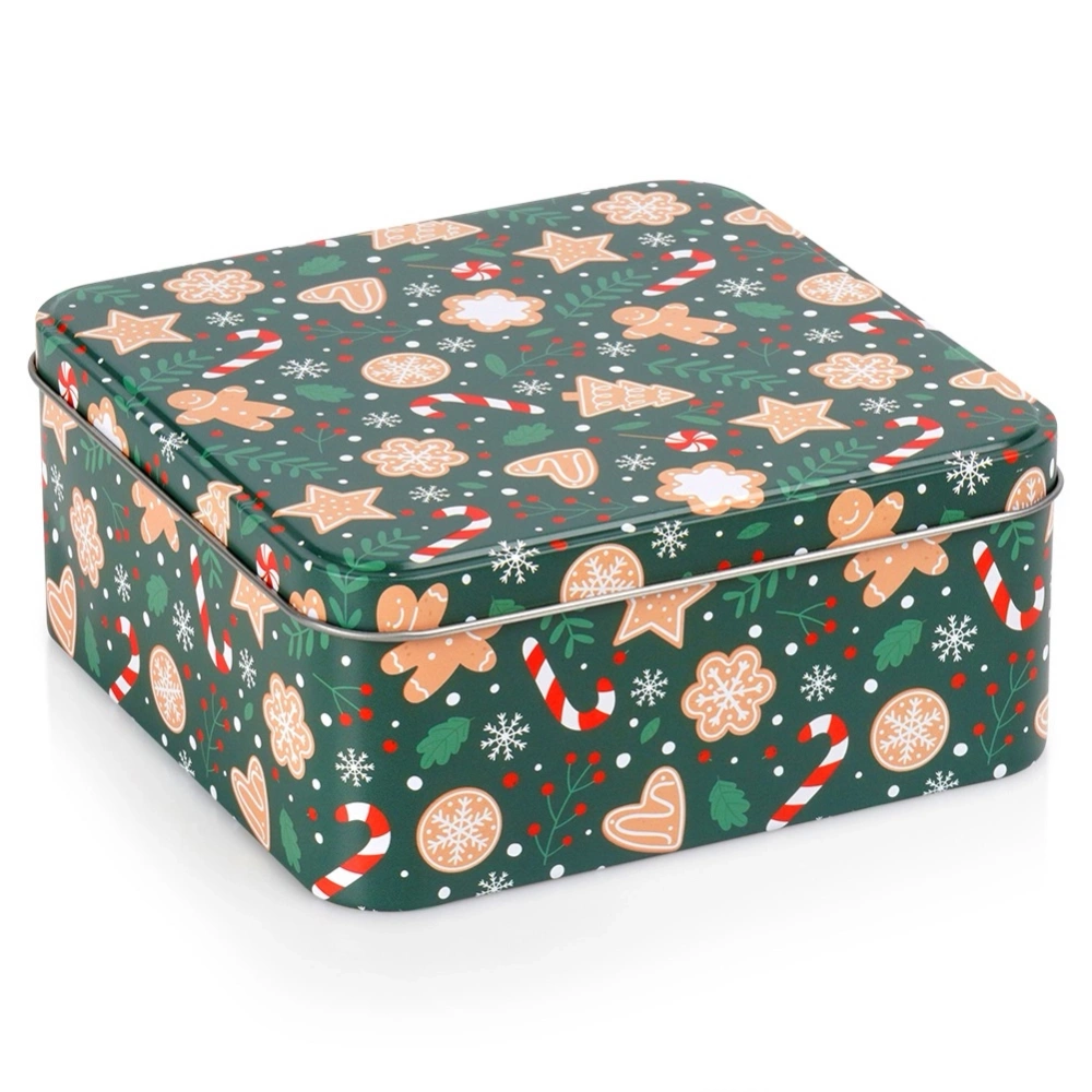 Pojemnik na ciastka metalowy puszka świąteczna 15x15x6,5 cm