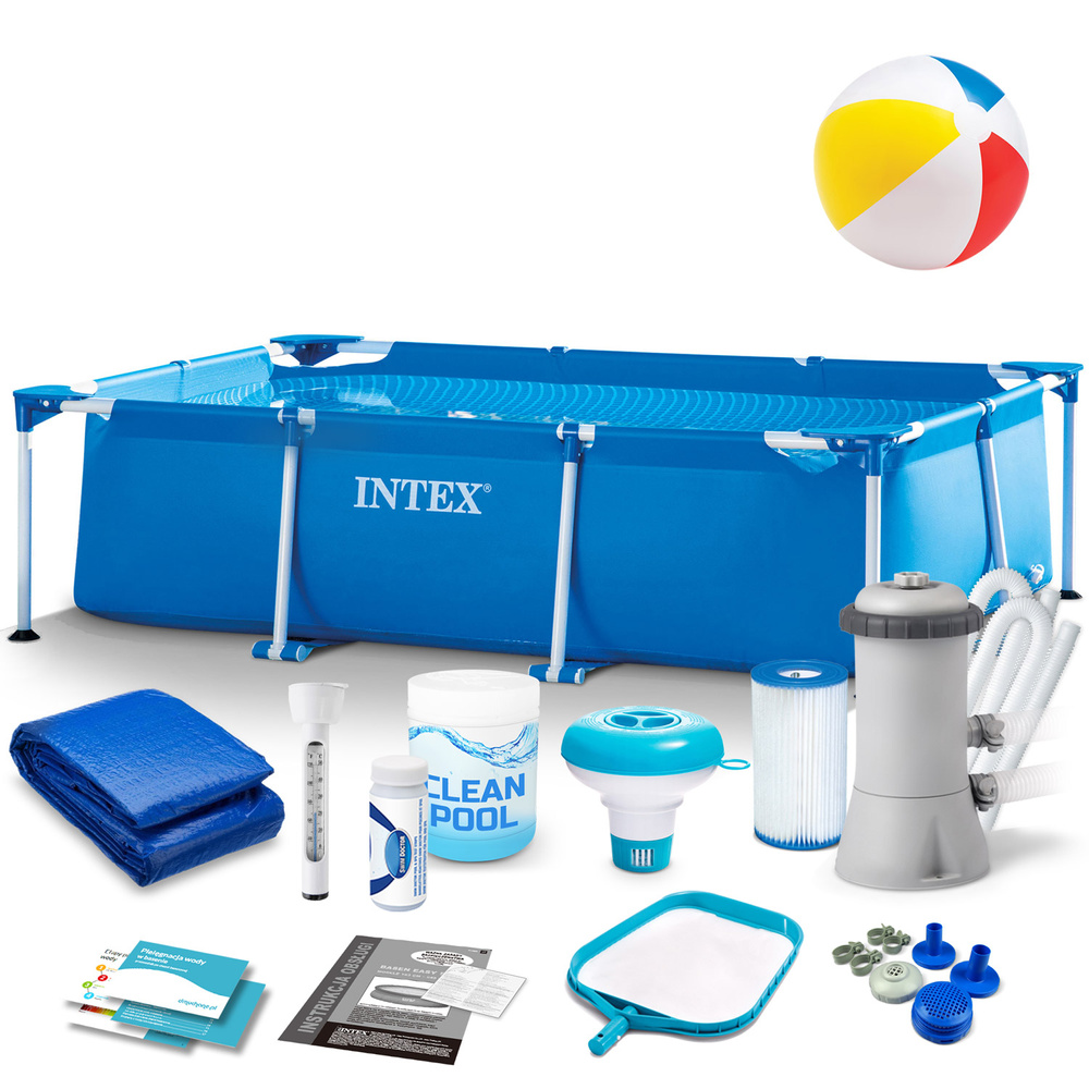 Basen ogrodowy stelażowy 220 x 150 x 60 cm zestaw 15w1 INTEX 28270