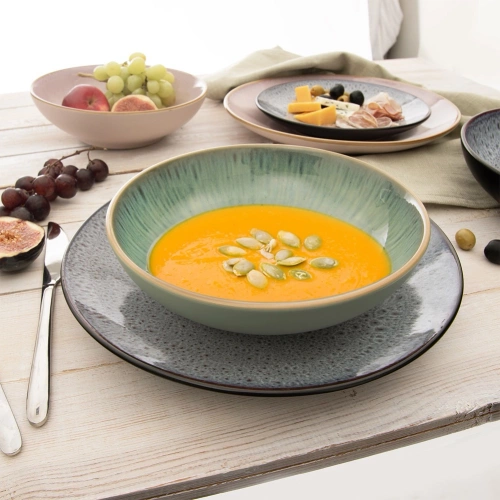 Talerz obiadowy głęboki ceramiczny zielony GLAZE 20,5 cm, 900 ml