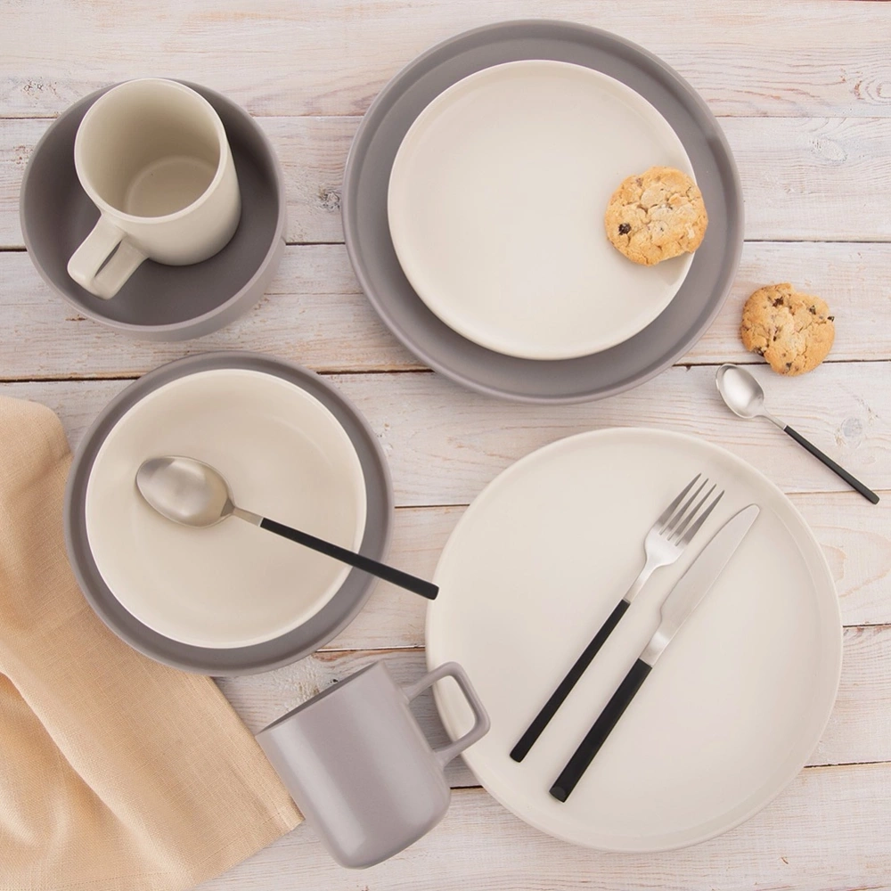 Talerz obiadowy płytki ceramiczny kremowy SKANDI 26,5 cm