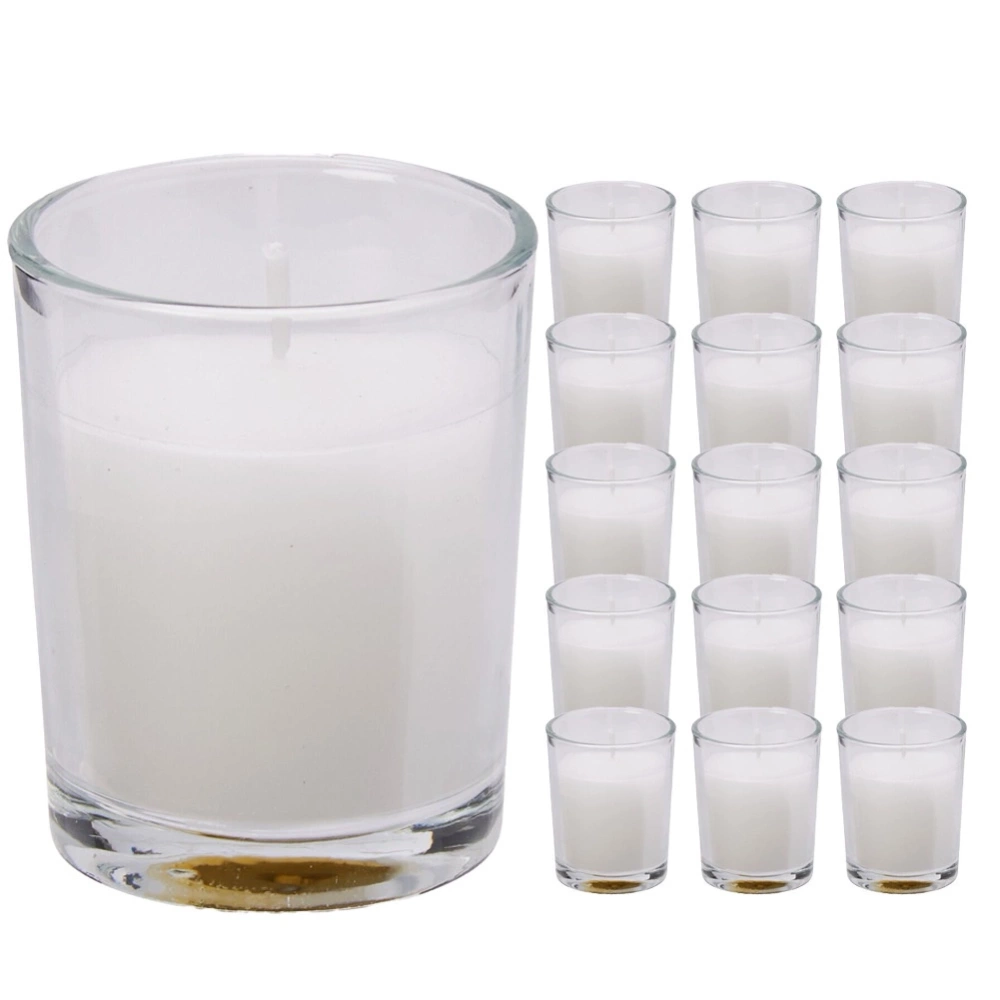 Świece szklane białe bezzapachowe 16 szt.