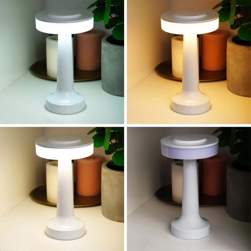 Lampka stołowa LED biała bezprzewodowa 3 tryby świecenia 21 cm
