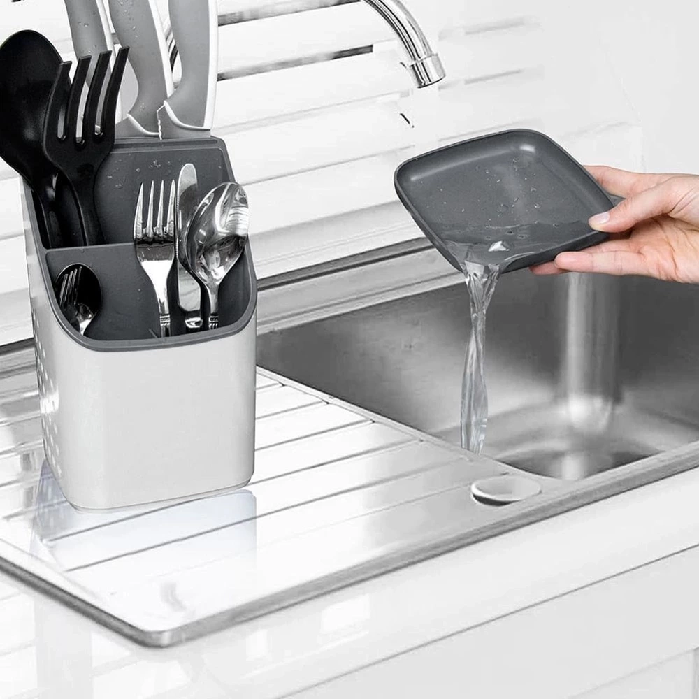 Ociekacz stojak na sztućce szary