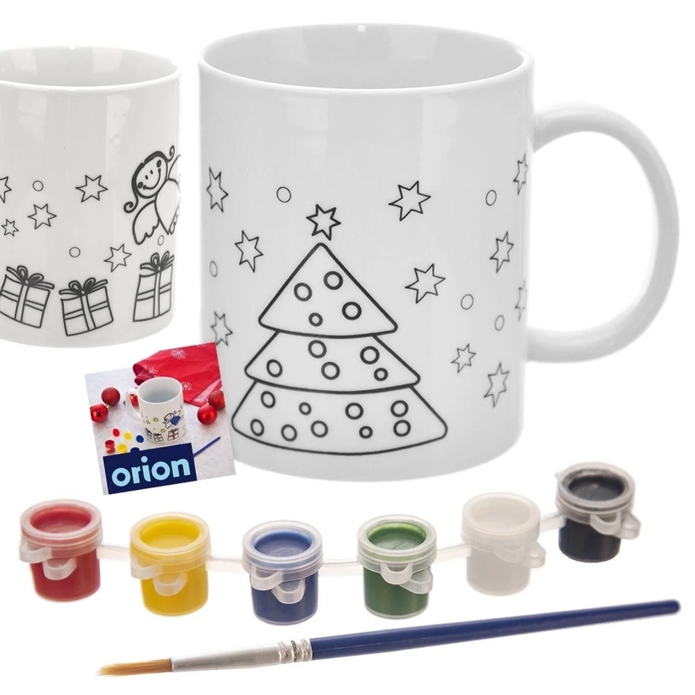 Kubek do malowania z farbkami porcelanowy choinka 350 ml