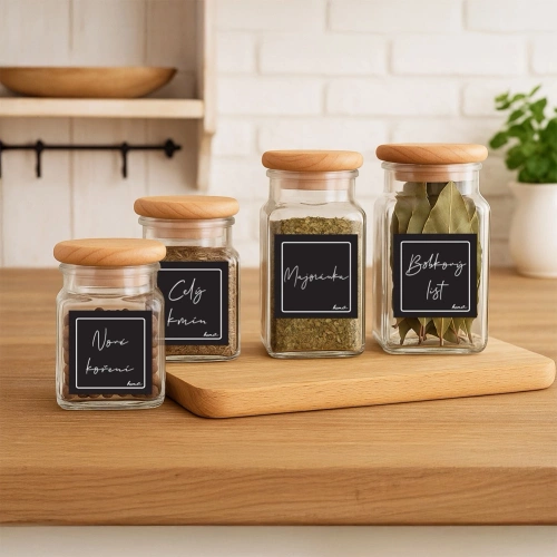 Etykiety samoprzylepne na słoiki czarne 24 szt.