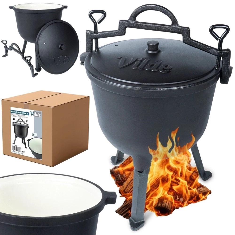 Kociołek żeliwny emaliowany na nóżkach z pokrywką CAST LINE 10 l