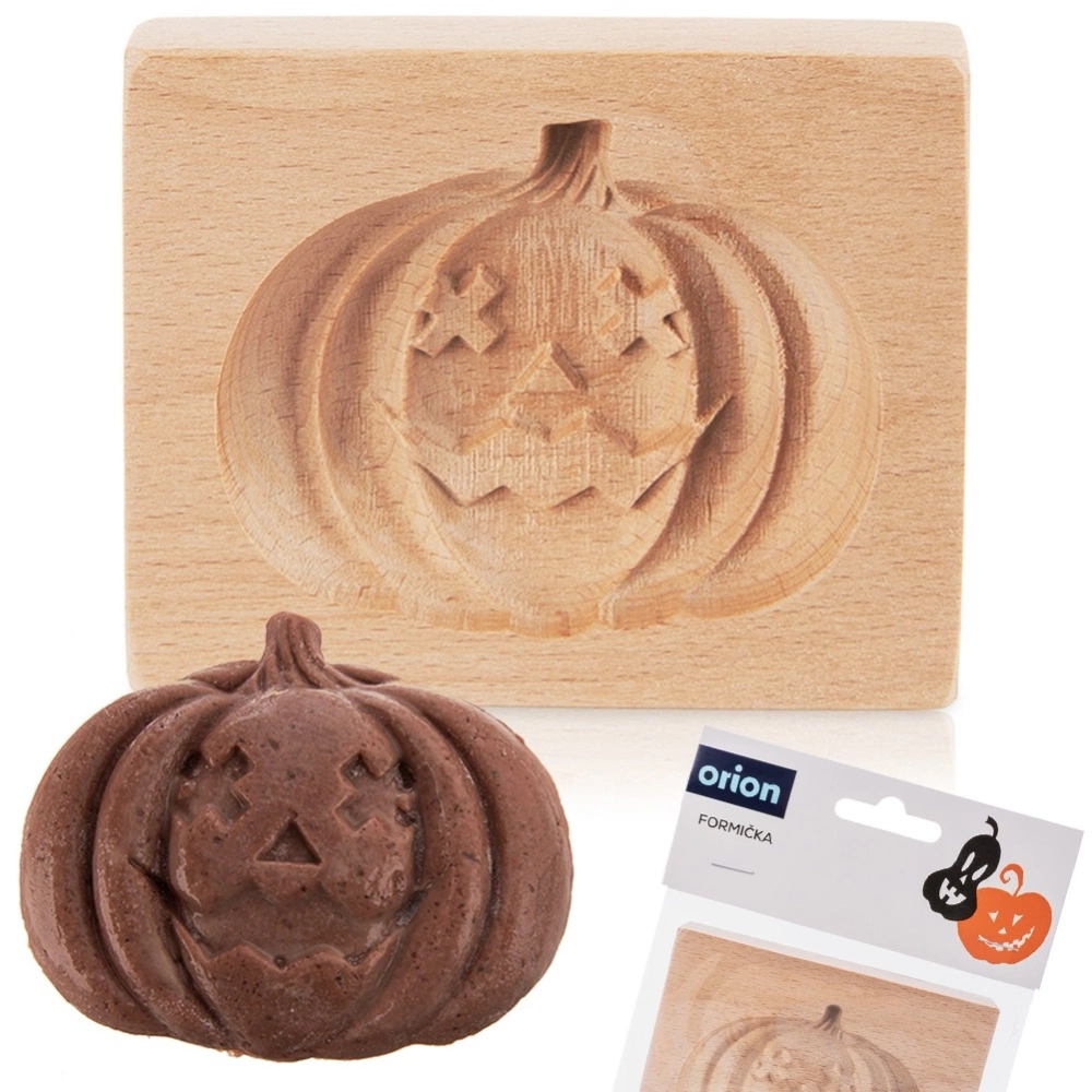 Foremka do ciastek drewniana Halloween dynia 10x8 cm