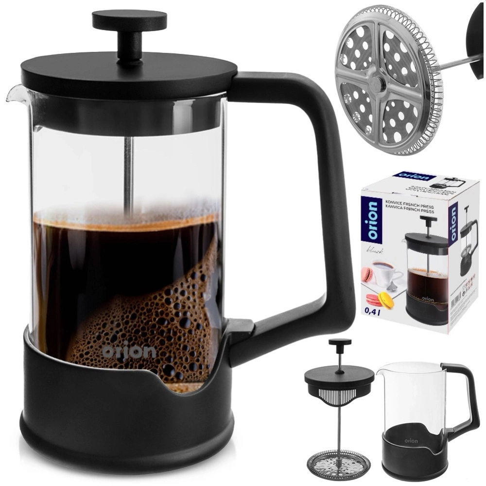Zaparzacz tłokowy do kawy i herbaty szklany BLACK 400 ml