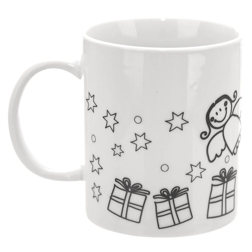 Kubek do malowania z farbkami porcelanowy choinka 350 ml