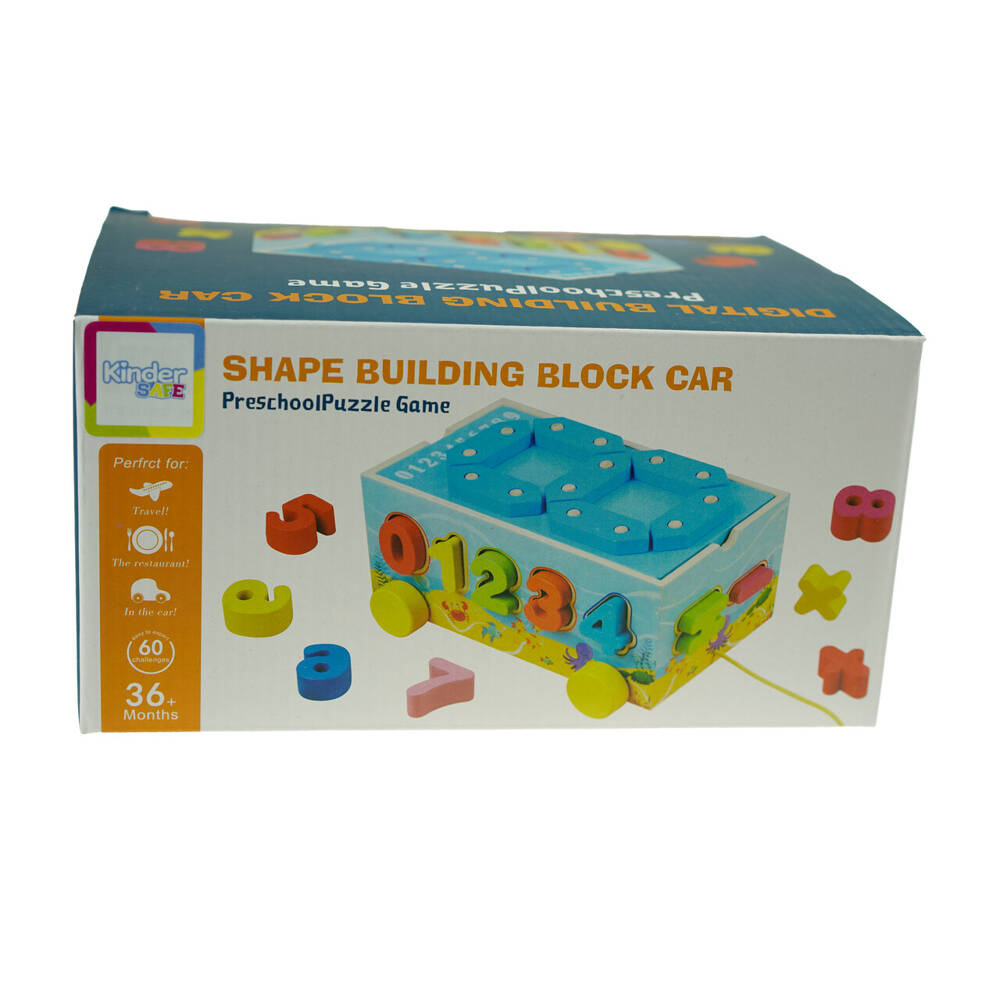 Drewniane auto samochód Sorter Figury klocki kolorowe edukacyjny