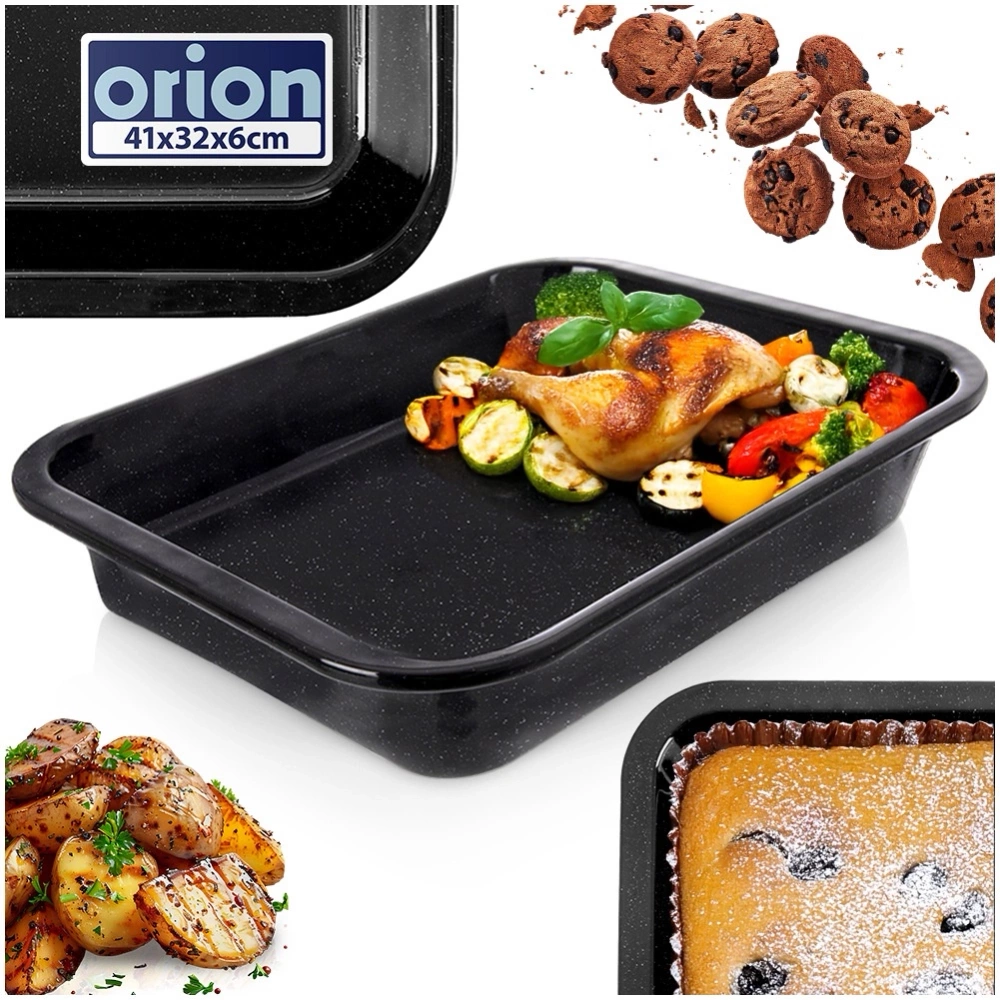 Blacha do pieczenia emaliowana prostokątna głęboka 41x32x6 cm