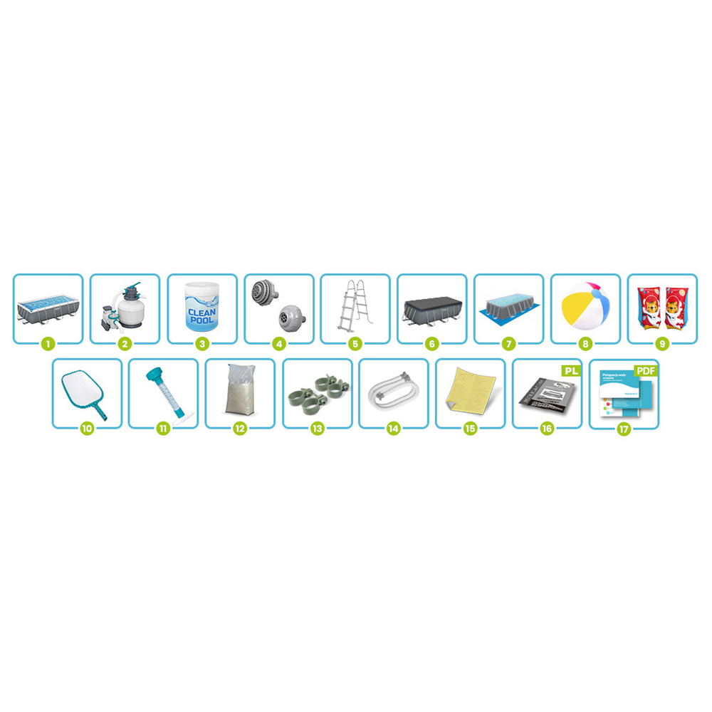 Basen ogrodowy stelażowy 404 x 201 x 100 cm 18w1 56442 Bestway