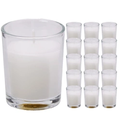Świece szklane białe bezzapachowe 16 szt.