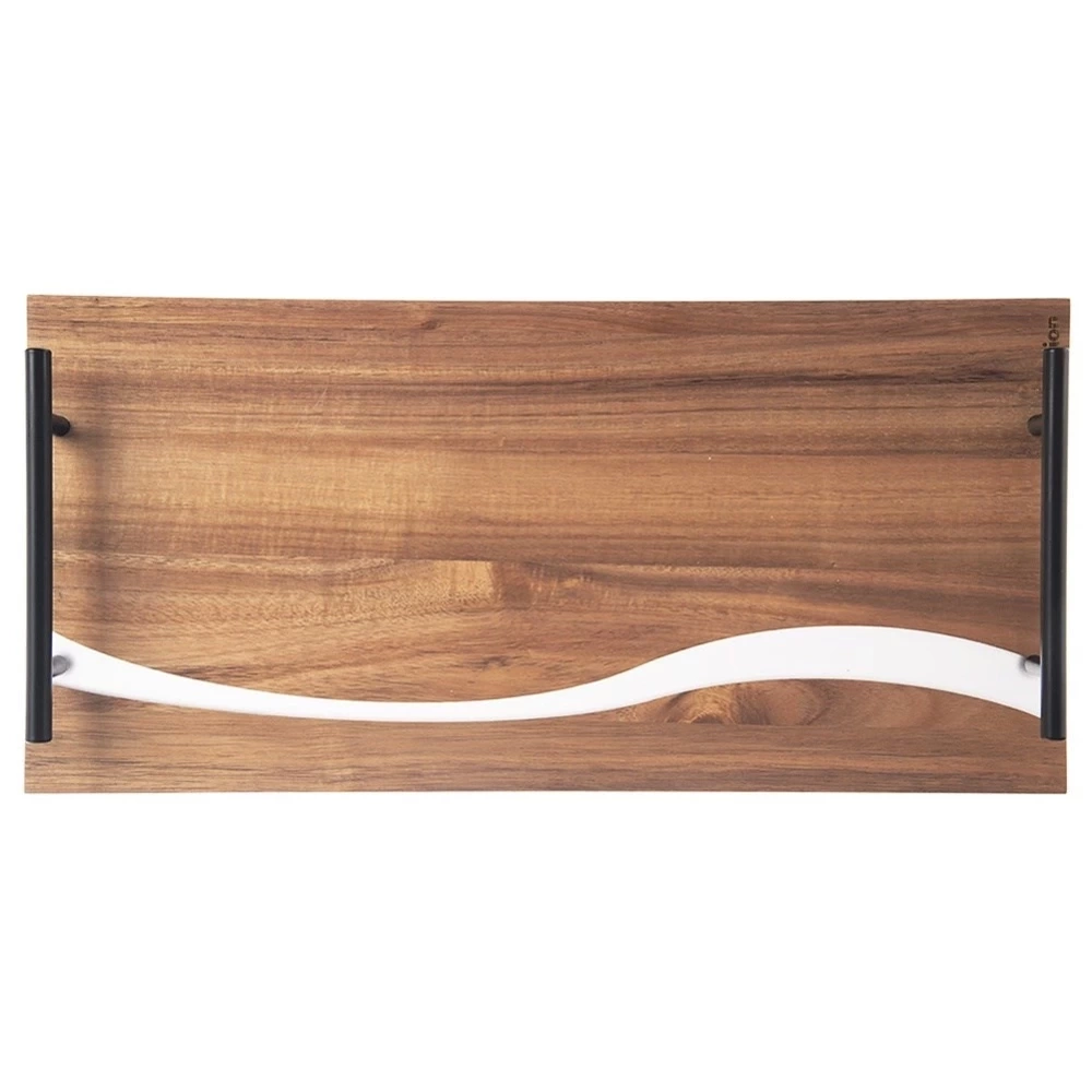 Taca do serwowania drewniana z uchwytami RIVER 42x20x4,5 cm