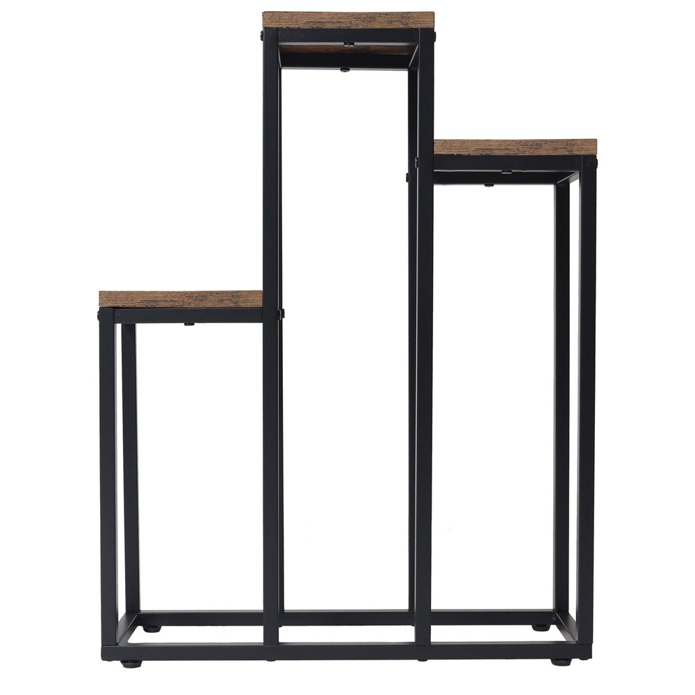 Kwietnik stojący metalowy piętrowy stojak na 3 kwiaty regał dąb rustykalny