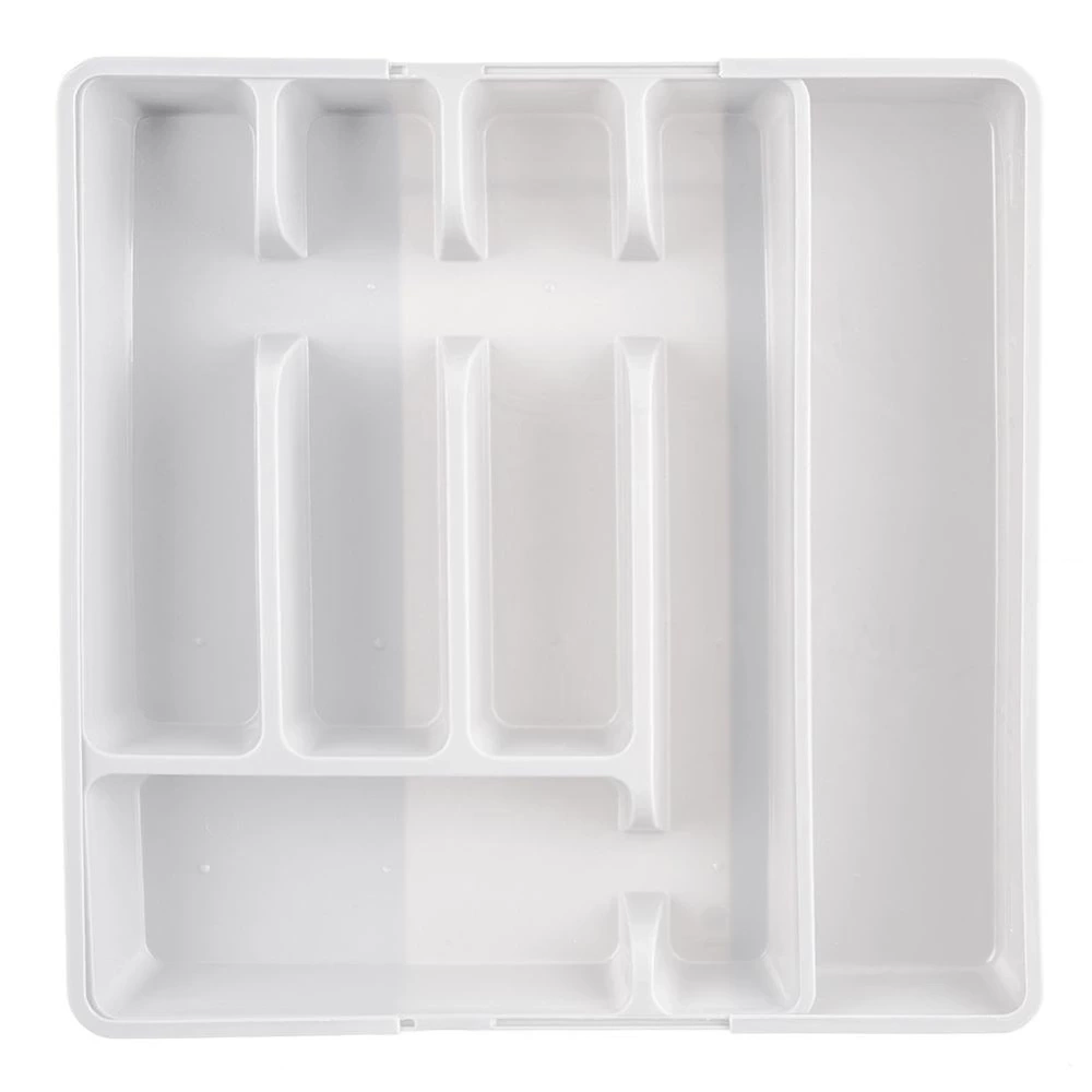 Wkład na sztućce do szuflady rozsuwany biały 36,5x27,5-44 cm