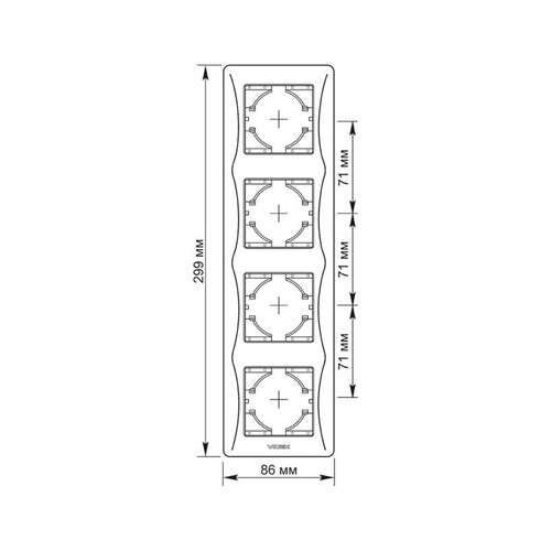 Ramka 4-krotna pionowa biała VIDEX BINERA