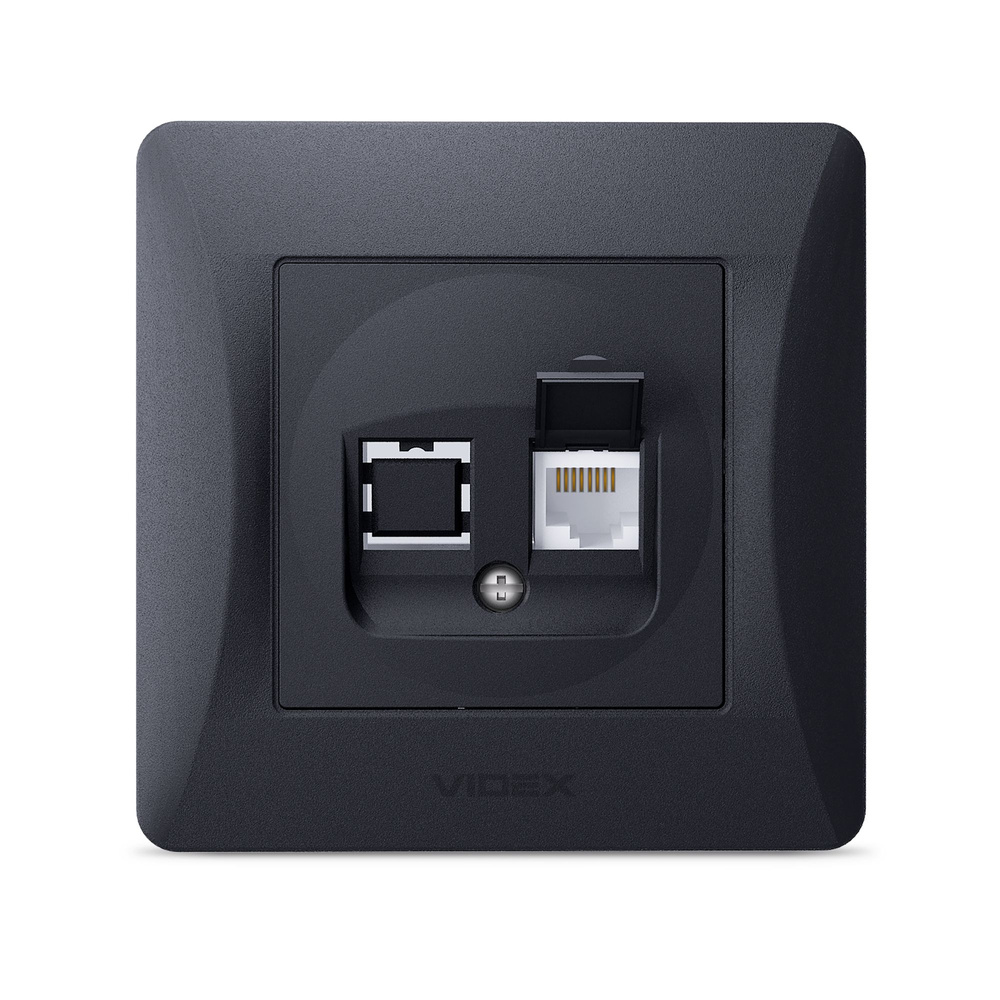 Gniazdo Pojedyncze Komputerowe Videx Binera RJ45 Natynkowe Czarne