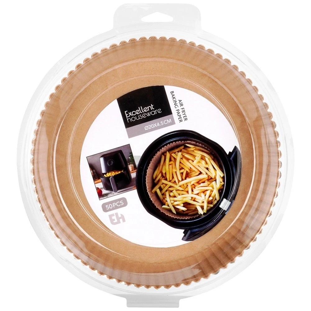 Wkład do frytkownicy beztłuszczowej Air Fryer papierowy okrągły 20 cm 50 szt.